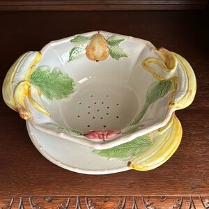 Ceramic Fruit Bowl and Plate from Portugal-perfect condition!!
